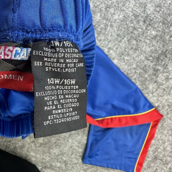 Nascar Women's Track Pants 14 16 Blue Red Embroidered Drawstring Racing Stripe - Picture 4 of 10